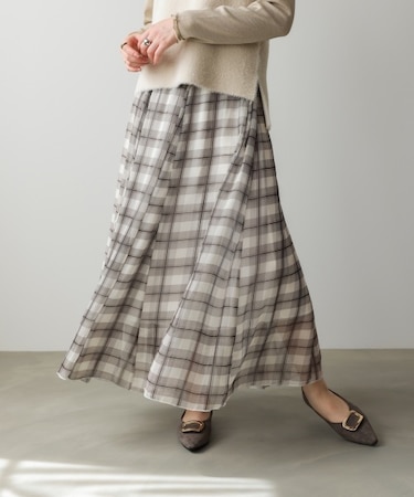 シアーチェックレイヤードスカート