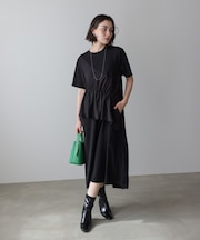 ショルダー切替カットワンピース