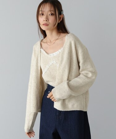 【Bαb】ニットレースキャミ+ニットカーディガン