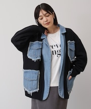 ニットコンビデニムジャケット