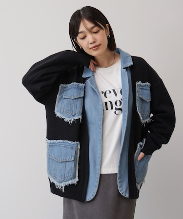 ニットコンビデニムジャケット