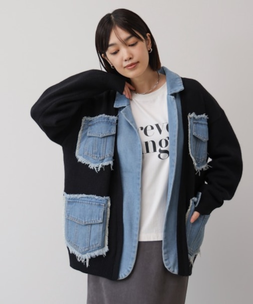 ニットコンビデニムジャケット