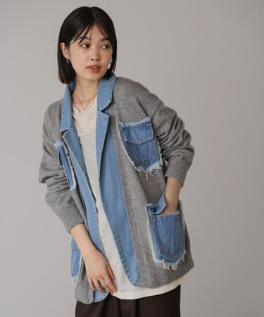 ニットコンビデニムジャケット