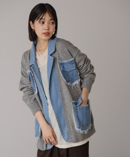 ニットコンビデニムジャケット