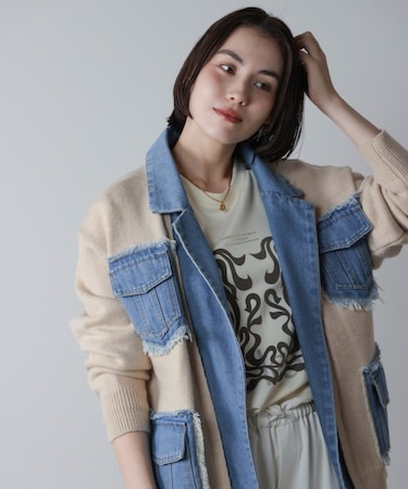 ニットコンビデニムジャケット