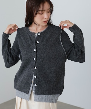 【Bab】レイヤードライクニットカーディガン