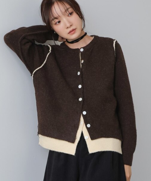 【Bab】レイヤードライクニットカーディガン