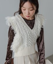 【Bab】フリンジバルキーニットベスト