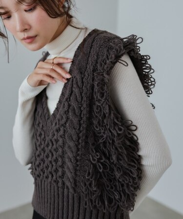 【Bab】フリンジバルキーニットベスト