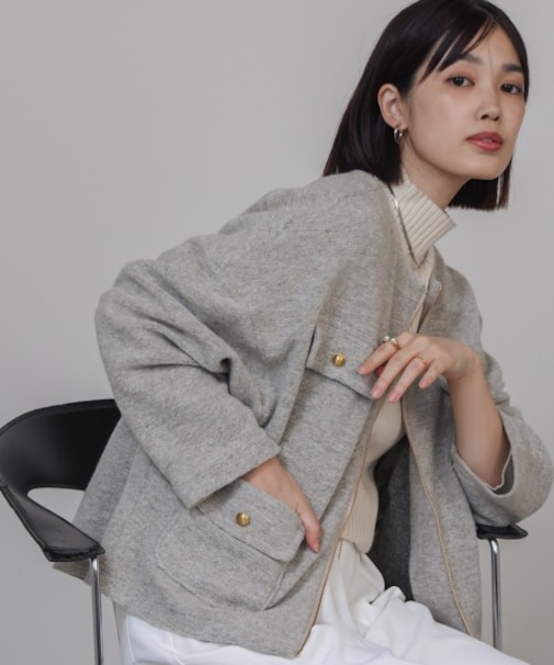 【日本製】イタリアンエアリーノーカラージャケット