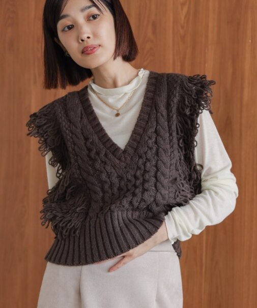 【WEB限定】フリンジニットベスト