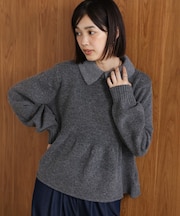 【WEB限定】襟付きペプラムニット