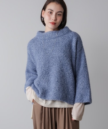 フィルムラメハイネックニットプルオーバー［11/19発送予定］