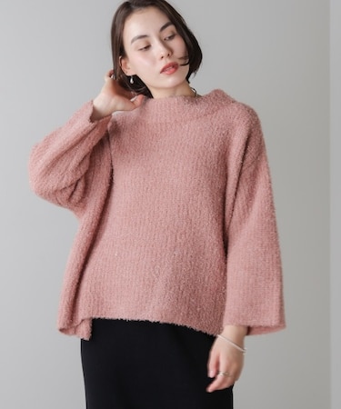 フィルムラメハイネックニットプルオーバー［11/19発送予定］