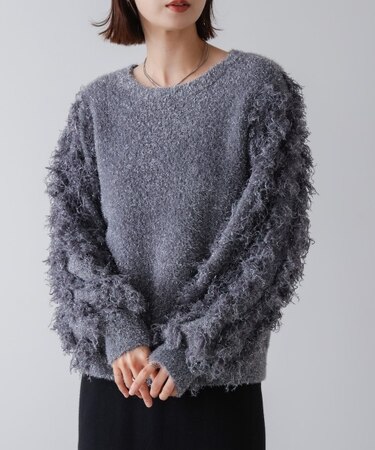 ラメフリンジニット