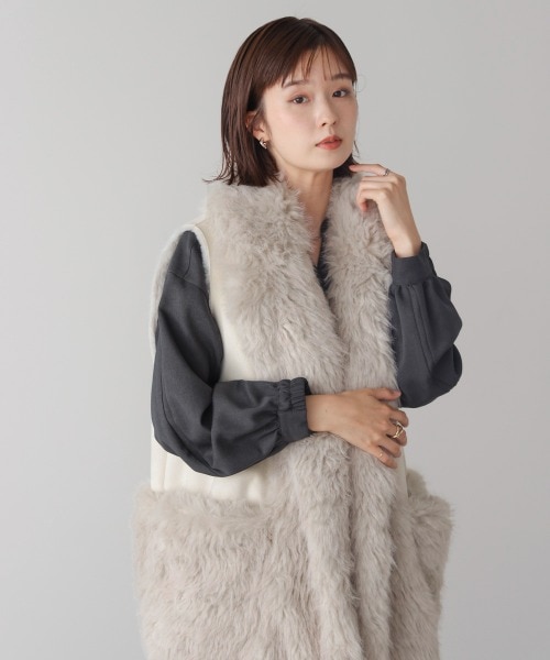 異素材MIXダウンファーベスト｜ブージュルードの通販｜&mall