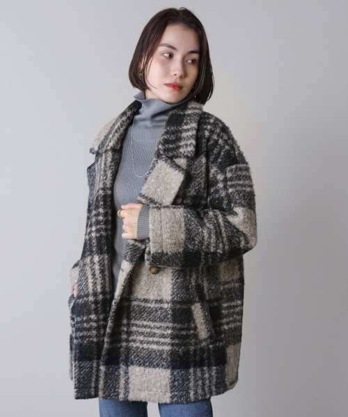 ブークレチェックコート｜ブージュルードの通販｜&mall（アンドモール