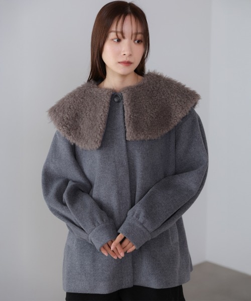 バブ（Bab）/2WAYビッグカラーハーフコート Bab】2WAYビッグカラーハーフコート｜ブージュルードの通販｜&mall