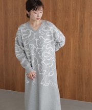 ジャガード柄マキシワンピース