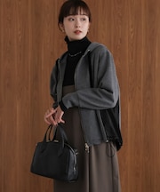 パウンドストレッチサイド異素材パーカー