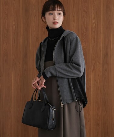 パウンドストレッチサイド異素材パーカー