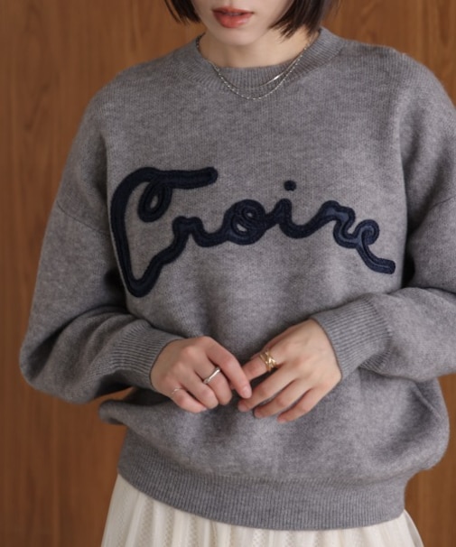 チュール刺繍ロゴニット