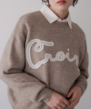 チュール刺繍ロゴニット