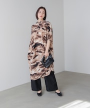 まだら柄ドレープワンピース