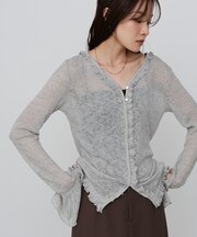 【Bab】タイトシルエットフリルカーデ