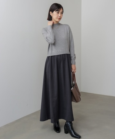 布帛ドッキングニットワンピース