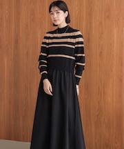 布帛ドッキングニットワンピース