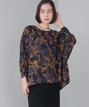 花柄ワイドブラウス