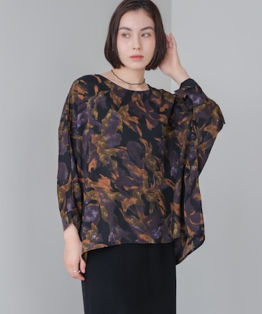 花柄ワイドブラウス
