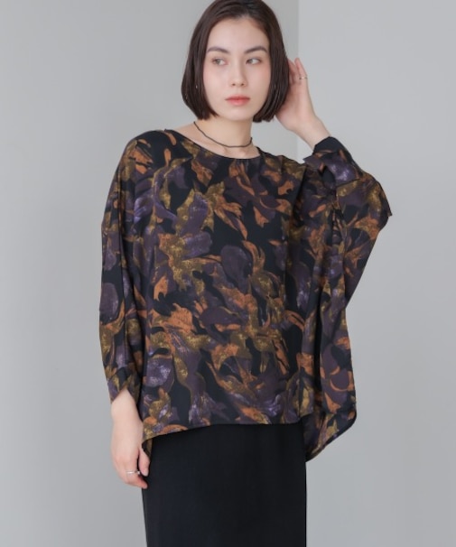 花柄ワイドブラウス