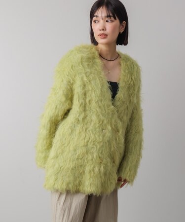 ウェーブシャギーニットジャケット