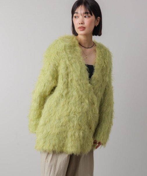 ウェーブシャギーニットジャケット