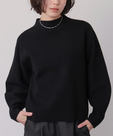 袖バルーンジャガードニットプルオーバー