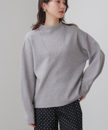 袖バルーンジャガードニットプルオーバー