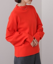 袖バルーンジャガードニットプルオーバー