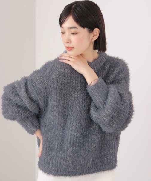 シャギーミックスニットプルオーバー［12/24発送予定］