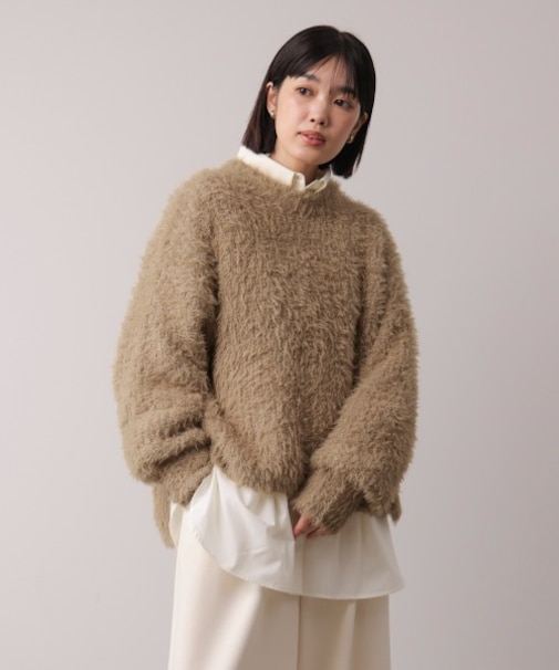 シャギーミックスニットプルオーバー［12/24発送予定］