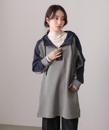 シルキーダンボールバイカラーチュニック［12/24発送予定］