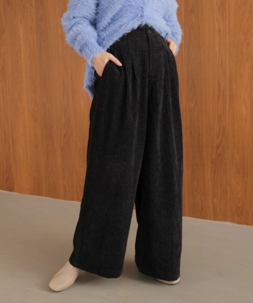 ストレッチベロアライクタックパンツ