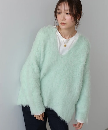 インナーセットキーネックケカ゛キニットトッフ゜ス