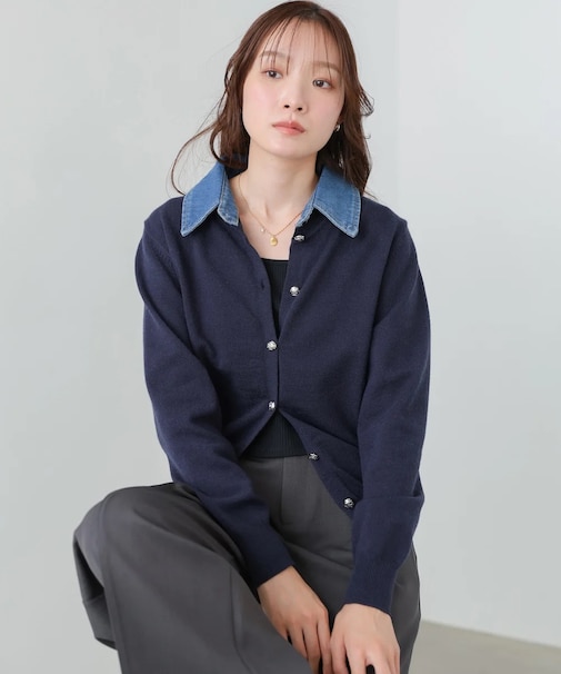 衿テ゛ニムト゛ッキンク゛ニットカーテ゛ィカ゛ン