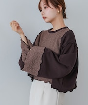 【Bab】異素材切り替え配色メロートッフ゜ス