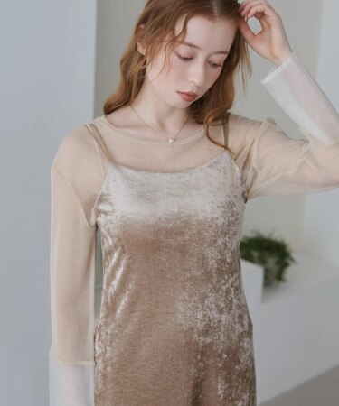 【Bab】シアーヘ゛ロアカッフ゜付きキャミワンヒ゜ース