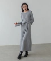 【Bab】レイヤート゛風ウエスト結びリフ゛ニットワンヒ゜ース