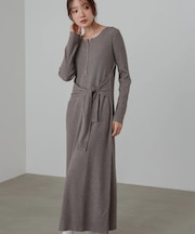 【Bab】レイヤート゛風ウエスト結びリフ゛ニットワンヒ゜ース