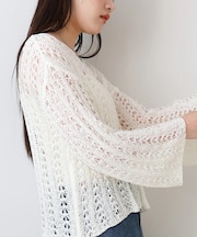 【Bab】フラワーレース透かし編みトップス